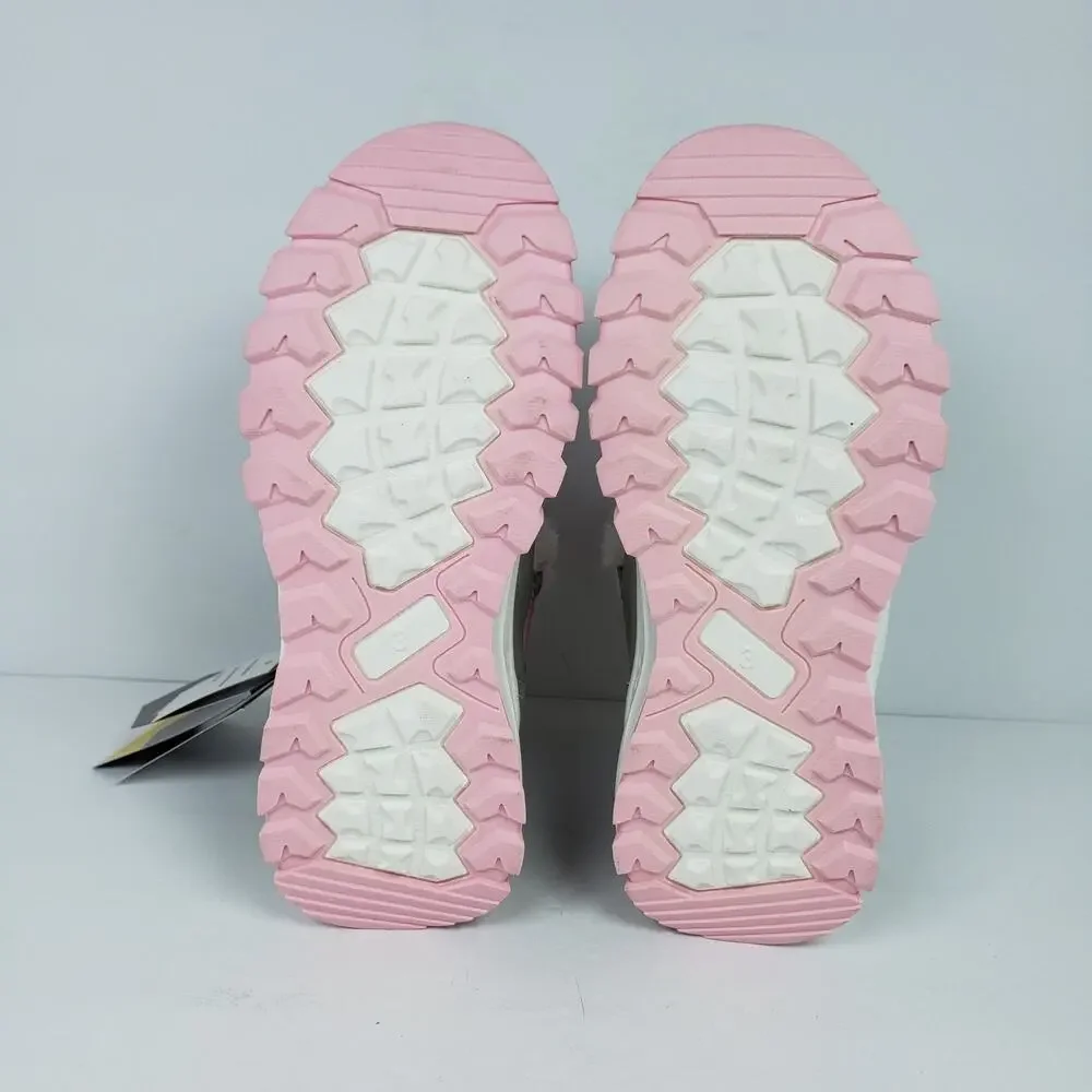 Khombu Anatone Girls Size 3Y Silver Pink Faux Fur Lined Warm Winter Boots